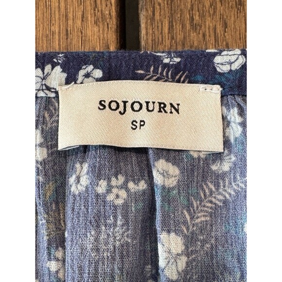 Sojourn Blue Floral Maxi Dress Women’s Sz S Short Sleeve V Neck Elastic Waist - Picture 5 of 12